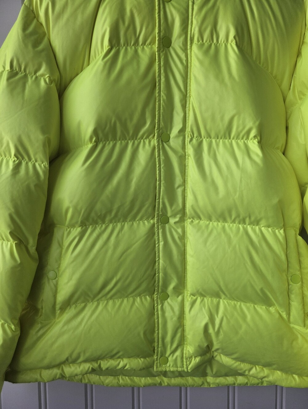 TNA Super Puff Neon Fluorescent Yellow Puffer Winter Jacket Womens XL - Picture 4 of 14